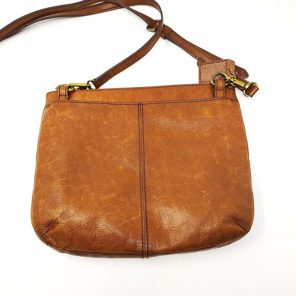Fossil Crossbody Tan Leather Purse Bag Minimalist Chic Boho Western - Picture 2 of 14